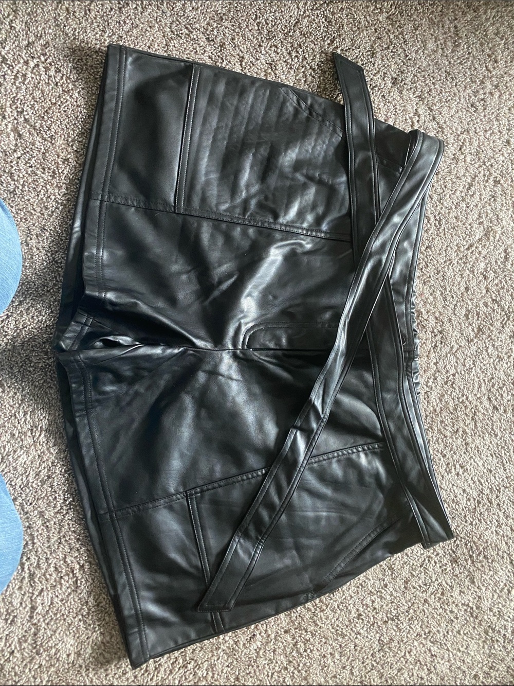 Jess Lea Black Faux Leather Shorts with Waist Tie